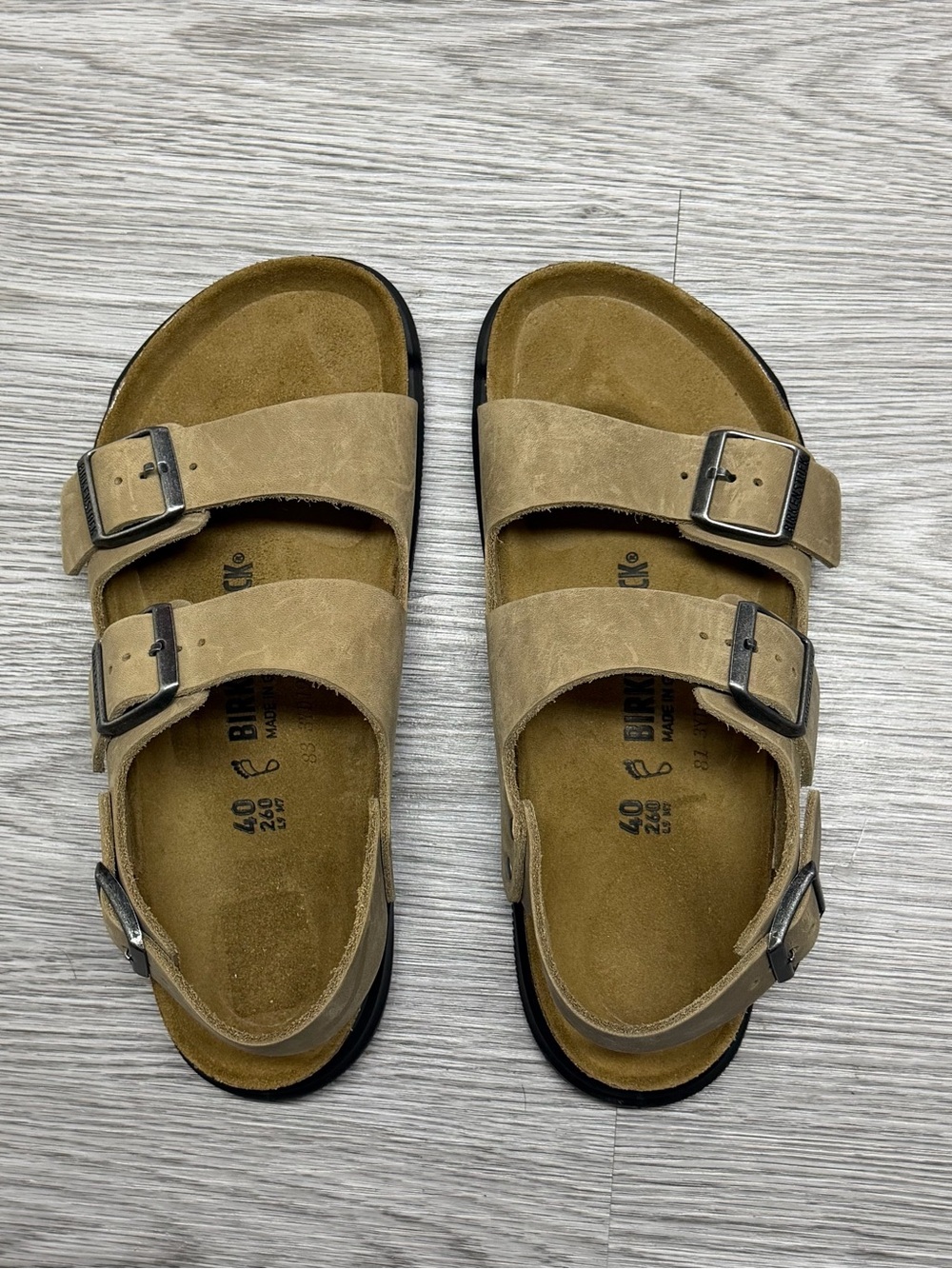 Birkenstock Milano Crosstown Oiled Leather Habana Sandals Sz 7 Mens 9 Women’s 40 - Picture 4 of 13